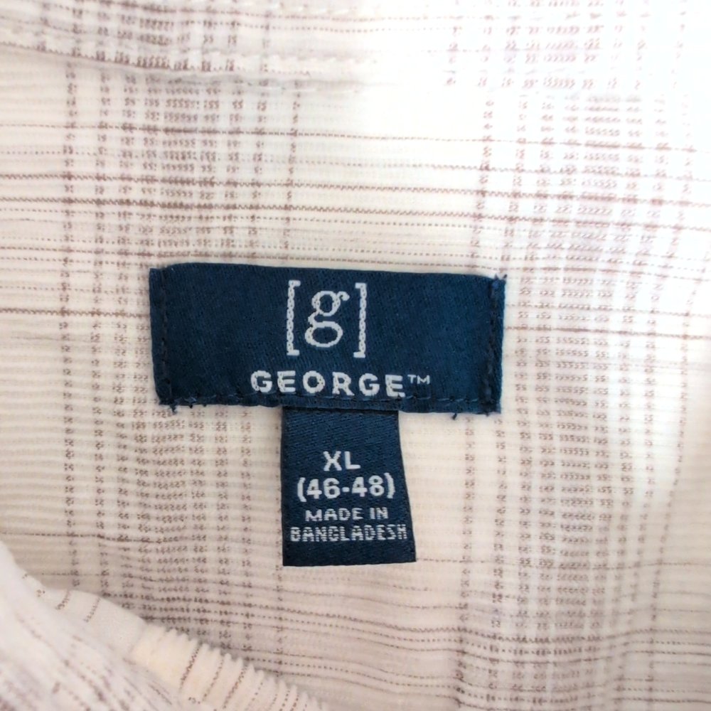 George Men's White Plaid Long-Sleeve Button-Down Shirt‎ XL - Picture 4 of 7